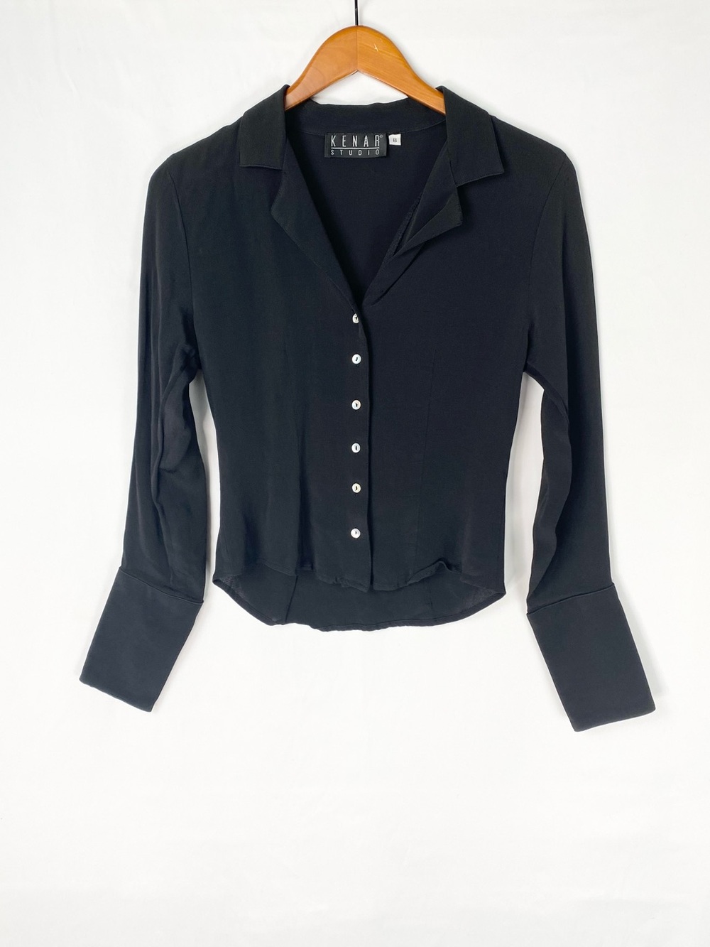 Vintage Kenar Studio Black Long Sleeve Blouse‎ Size 8 Collared